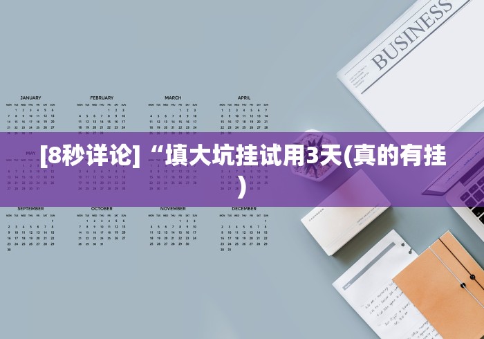 [8秒详论]“填大坑挂试用3天(真的有挂)