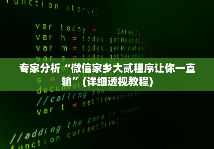 专家分析“微信家乡大贰程序让你一直输”(详细透视教程)